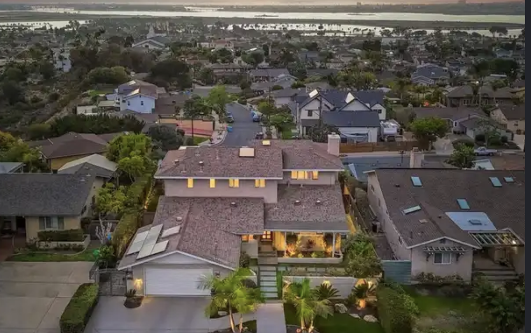A Bay Park home overlooking Mission Bay at sunset