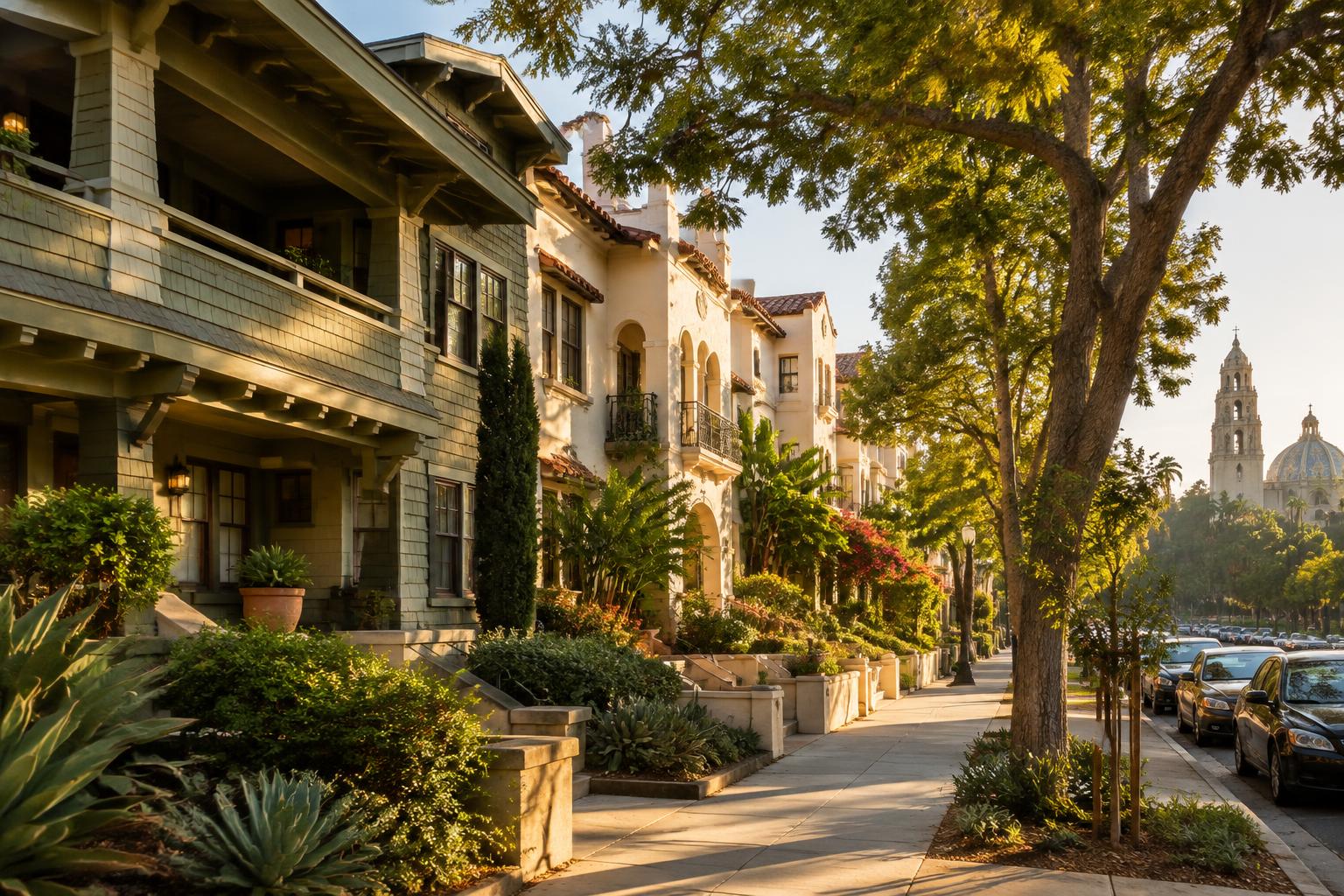 A Bankers Hill street of historic homes and small condo buildings