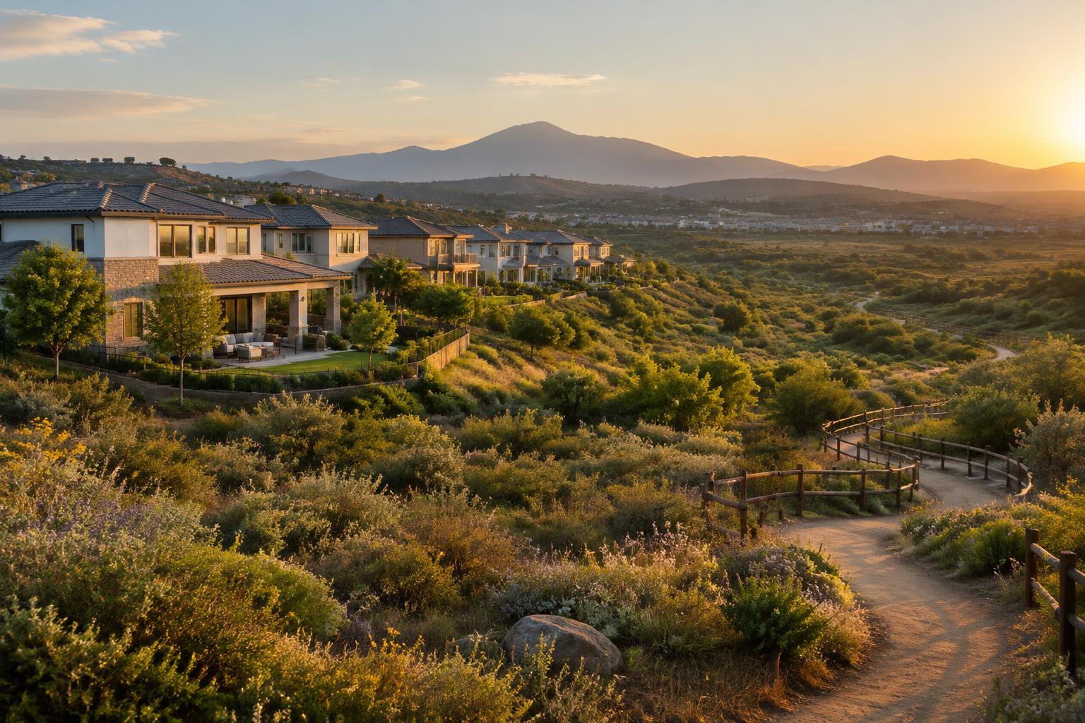 Black Mountain Ranch homes beside preserved open space and trails