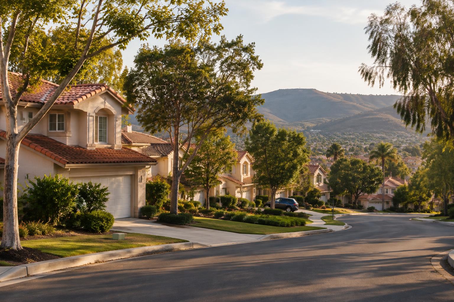 Carmel Mountain Ranch homes on a curving street