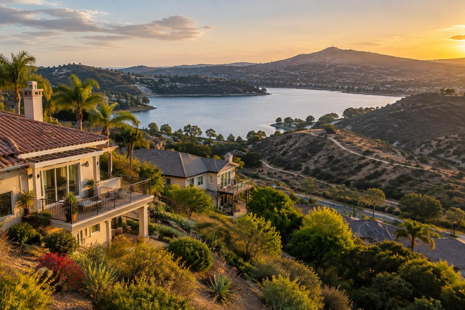 Del Cerro homes on the hillside above Lake Murray