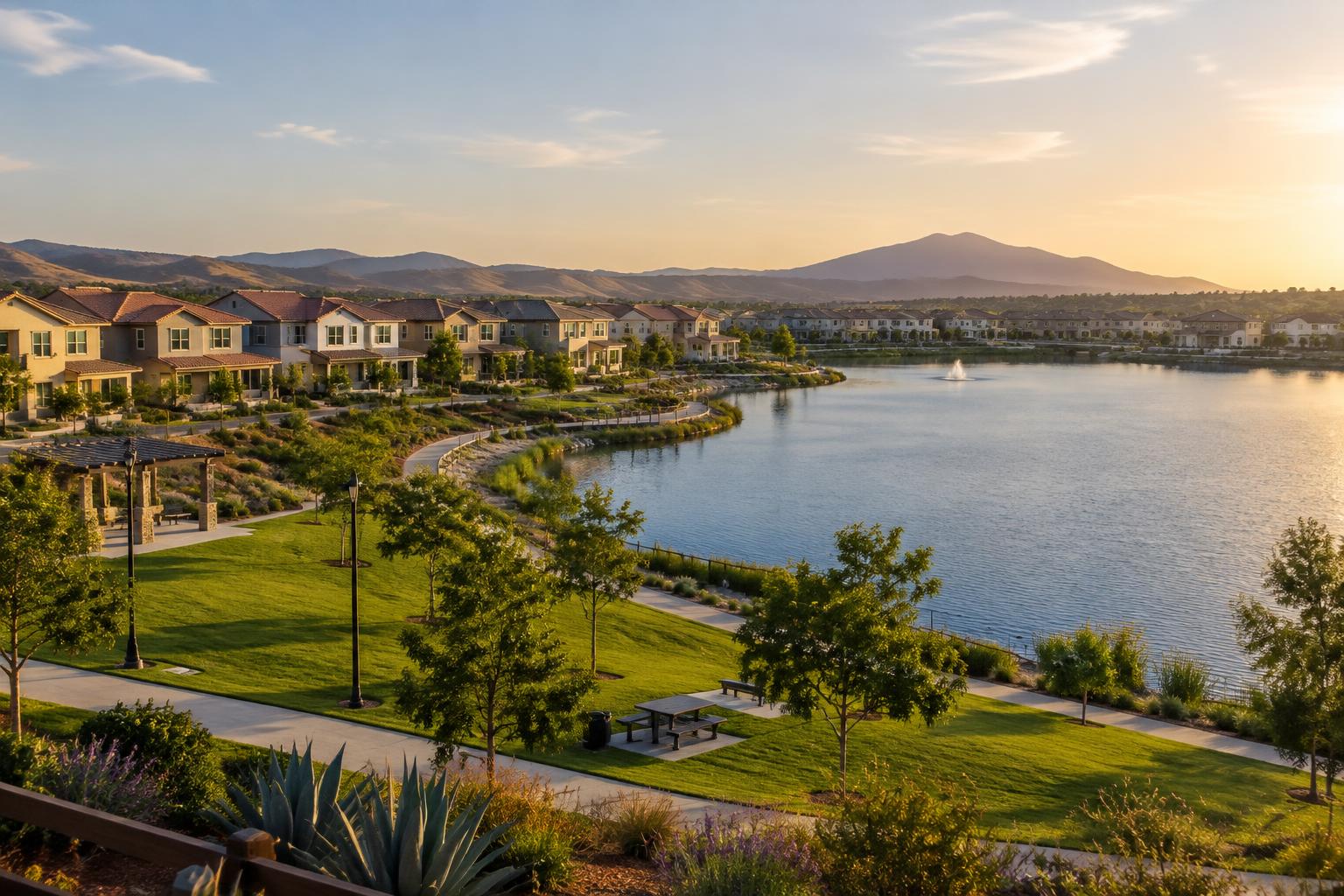 Eastlake homes along the lake and park in Chula Vista