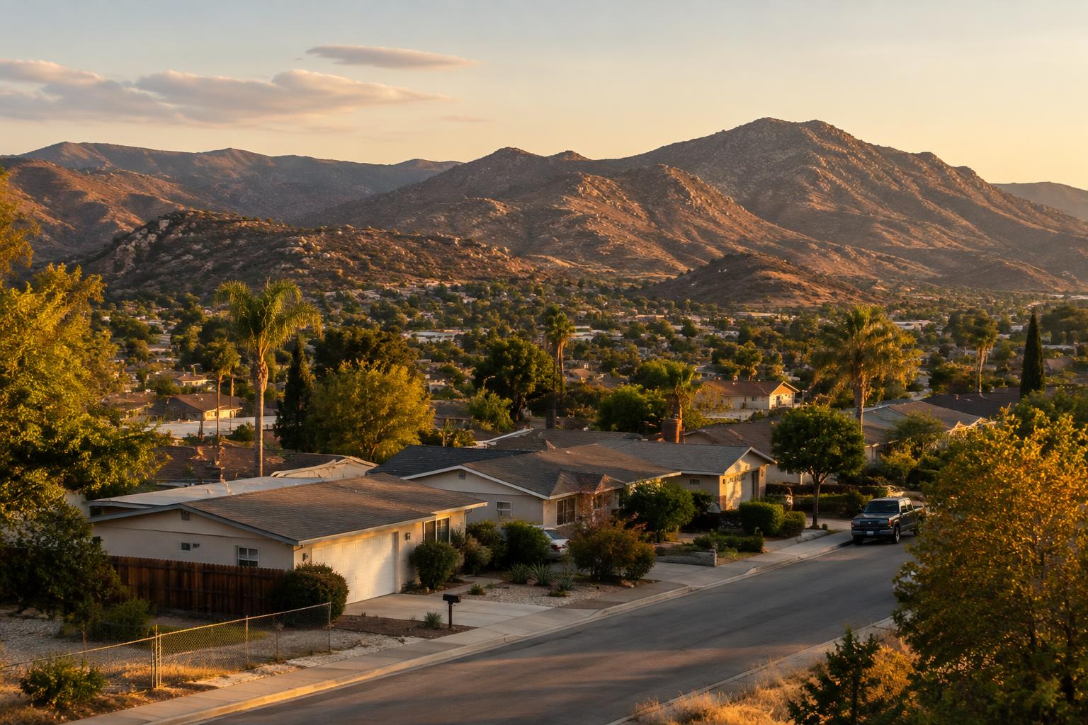 El Cajon homes in the valley ringed by mountains