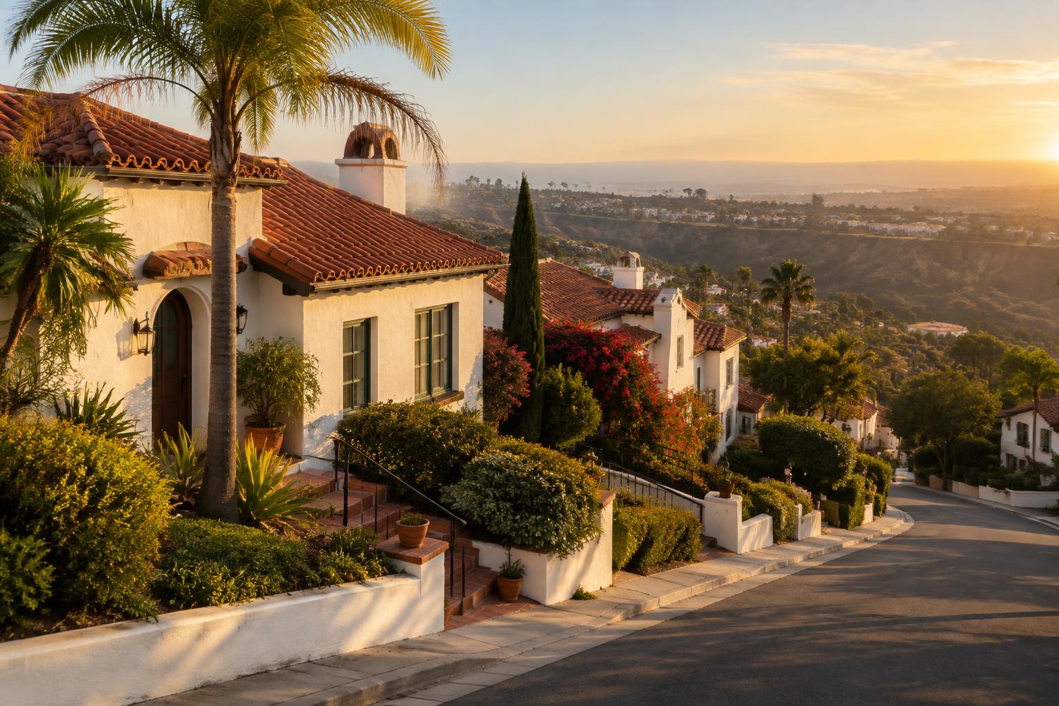 Spanish Revival homes on a Mission Hills street