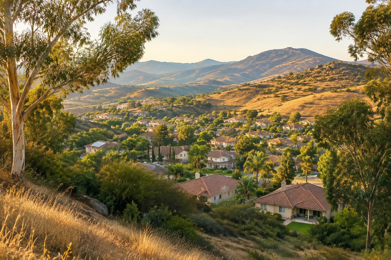 Poway family homes below the surrounding hills