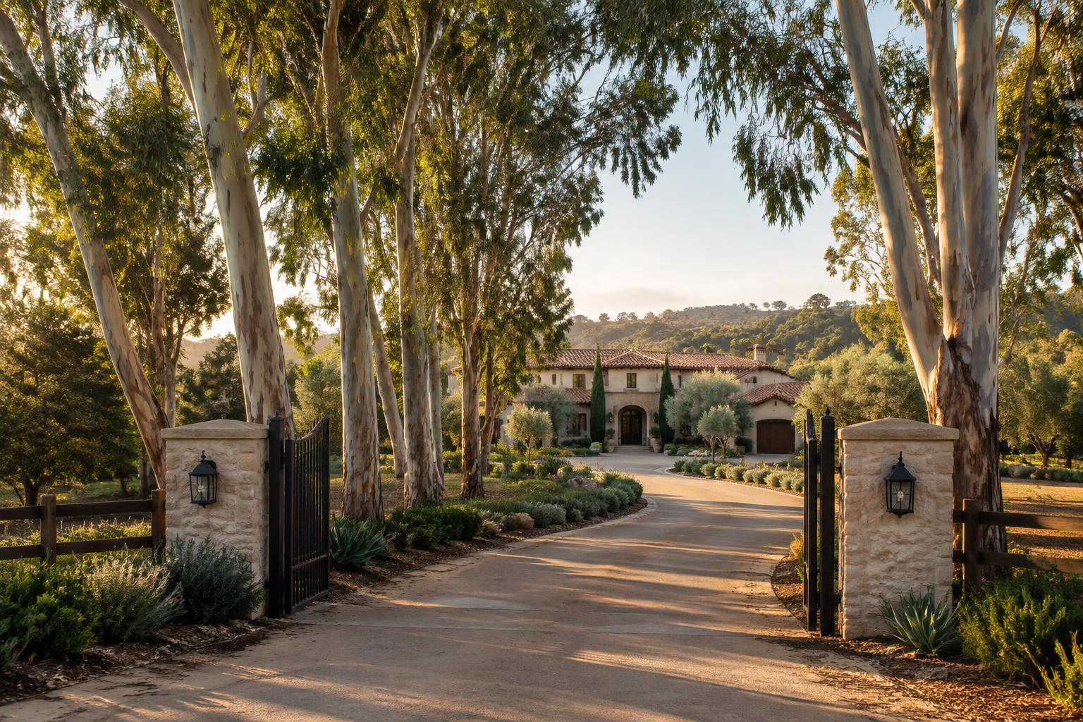 Estate homes among eucalyptus groves in Rancho Santa Fe
