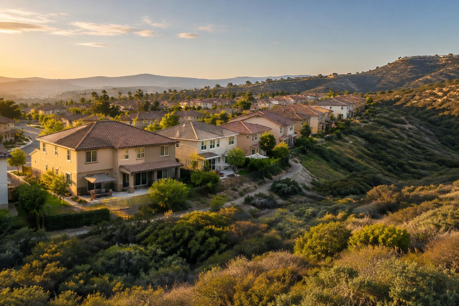 Sabre Springs homes beside inland canyon slopes