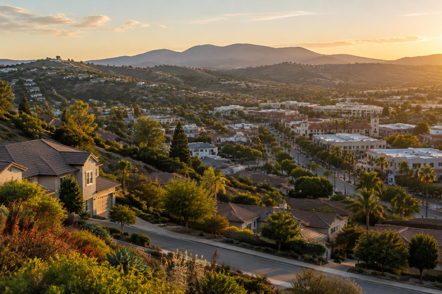 San Marcos hillside homes above the town center