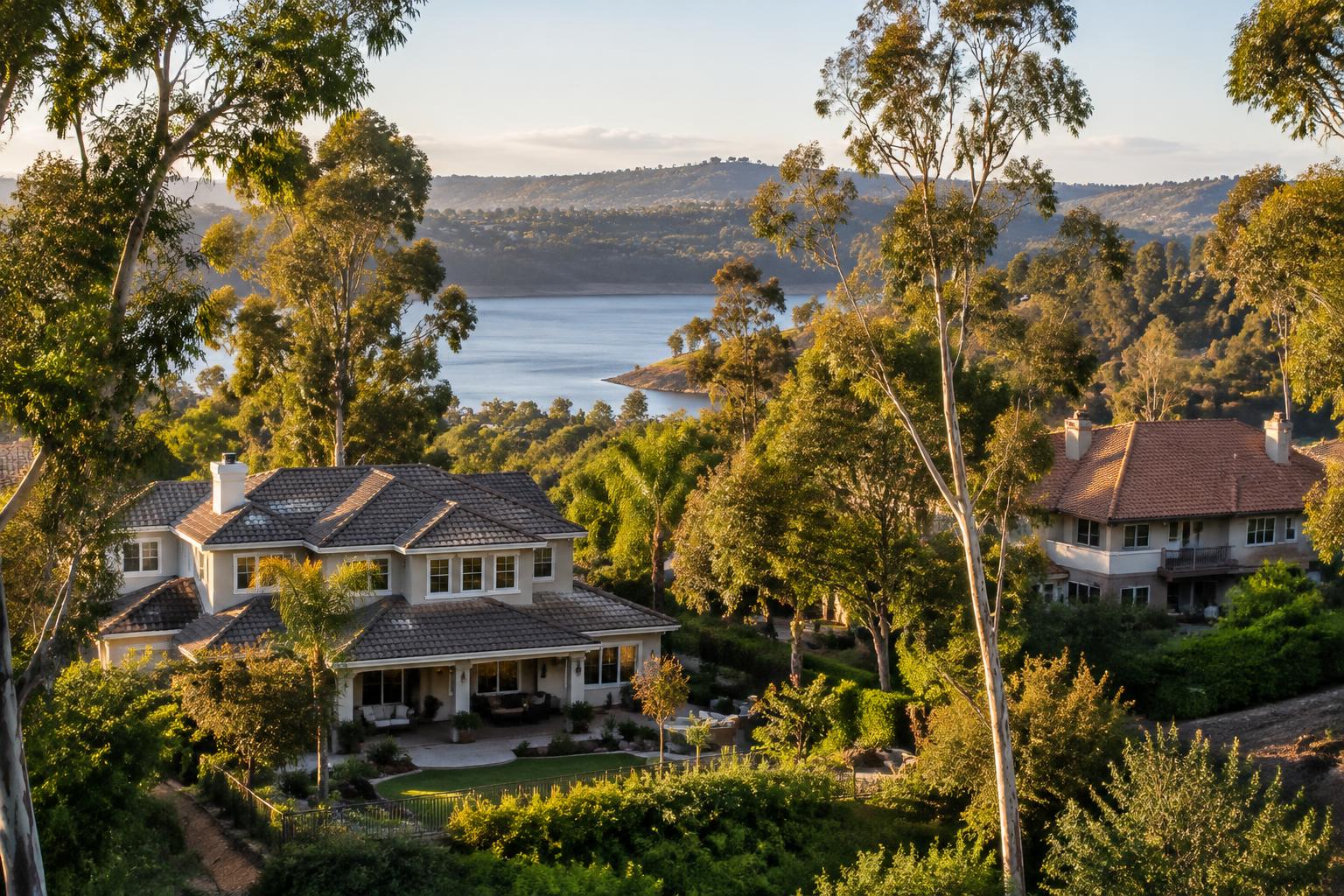 Scripps Ranch homes among tall eucalyptus trees