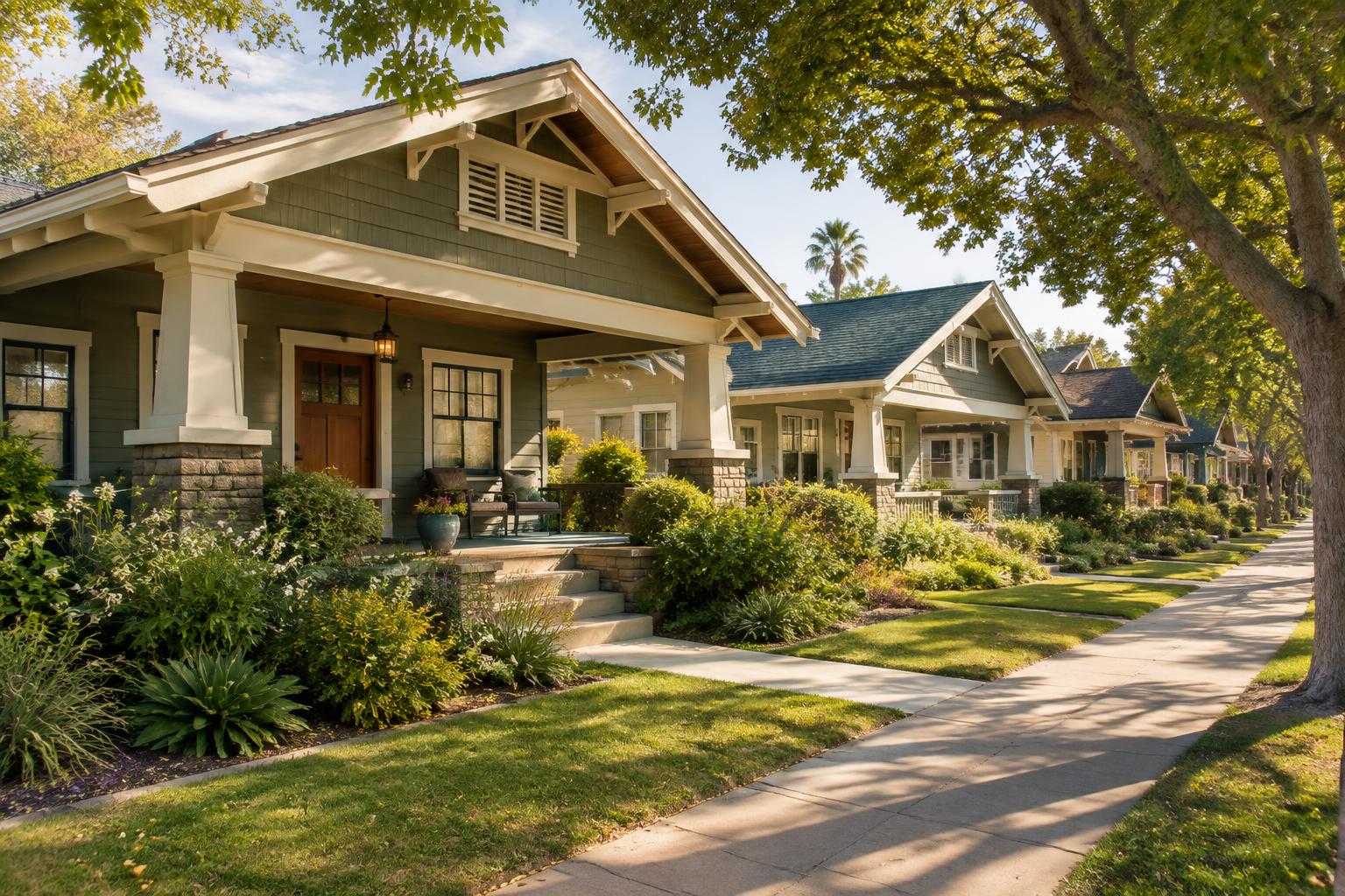 Craftsman bungalows along a University Heights street